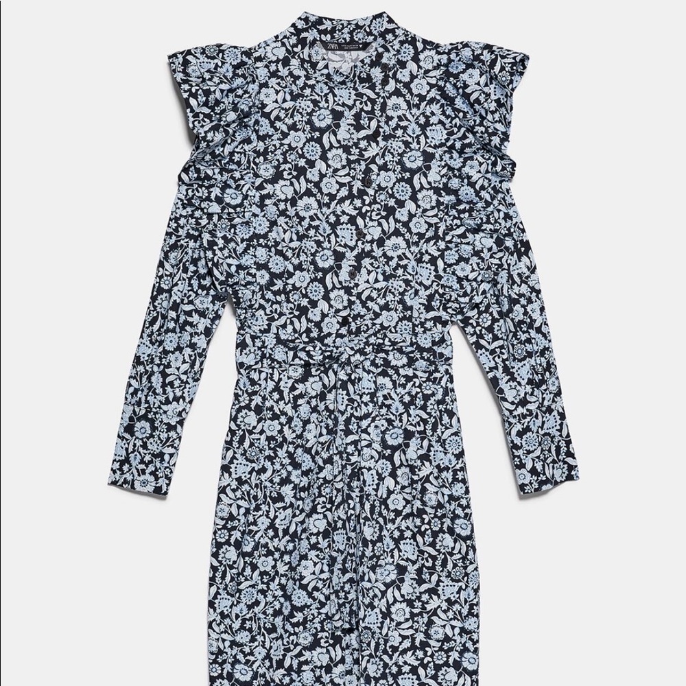 NWT Zara Print Poplin Jumpsuit size XS - Picture 6 of 7